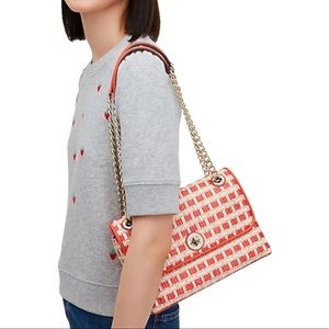 Kate Spade Natalia Medium Orange Straw Flap Shoulder Bag